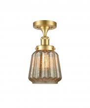 Innovations Lighting 916-1C-SG-G146 - Chatham - 1 Light - 6 inch - Satin Gold - Semi-Flush Mount
