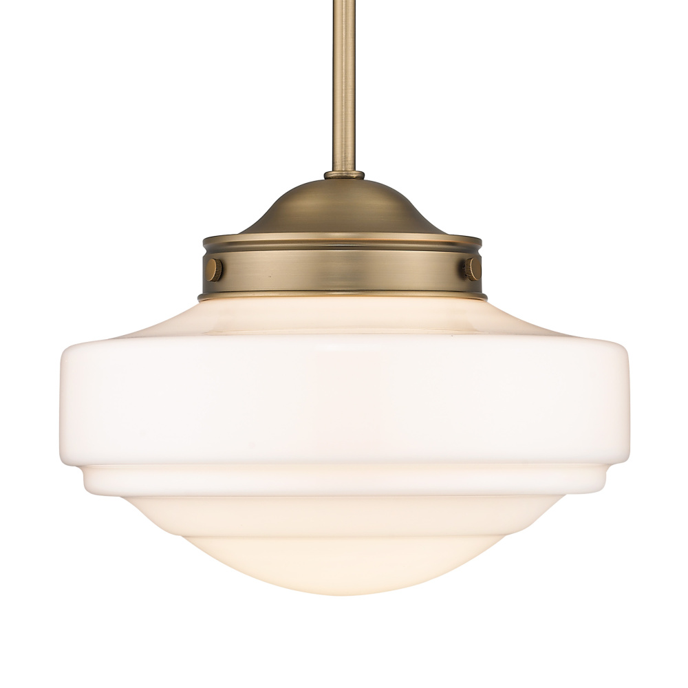 Golden Lighting Ingalls 1-light 12in Pendant in Modern Brass and Vintage Milk Glass