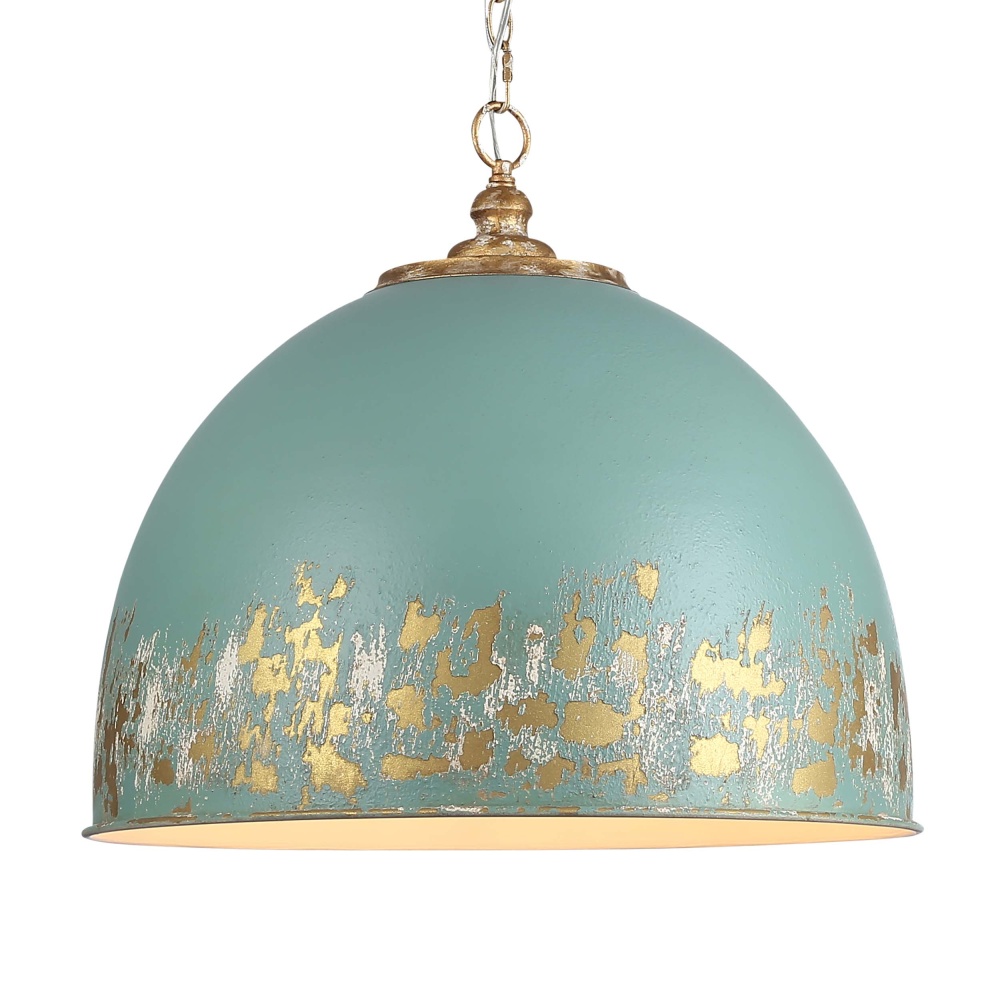Golden Lighting Alison 5-light Pendant in Vintage Gold and Antique Teal shade