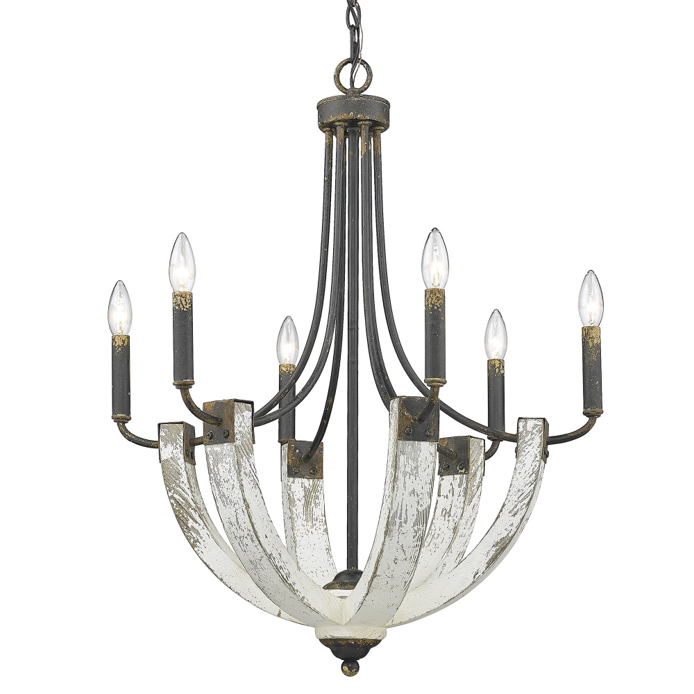 Wry Lighting Elwood 6-light Chandelier in Antique Black Iron