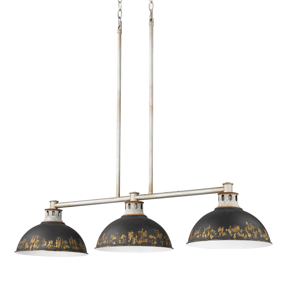 Golden Lighting Kinsley 3-light Island Light in Antique Black Iron shade