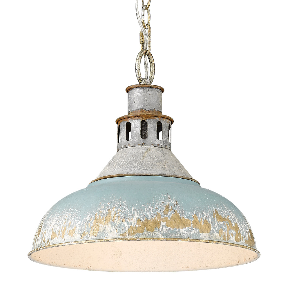 Golden Lighting Kinsley 1-light Pendant in Antique Teal shade