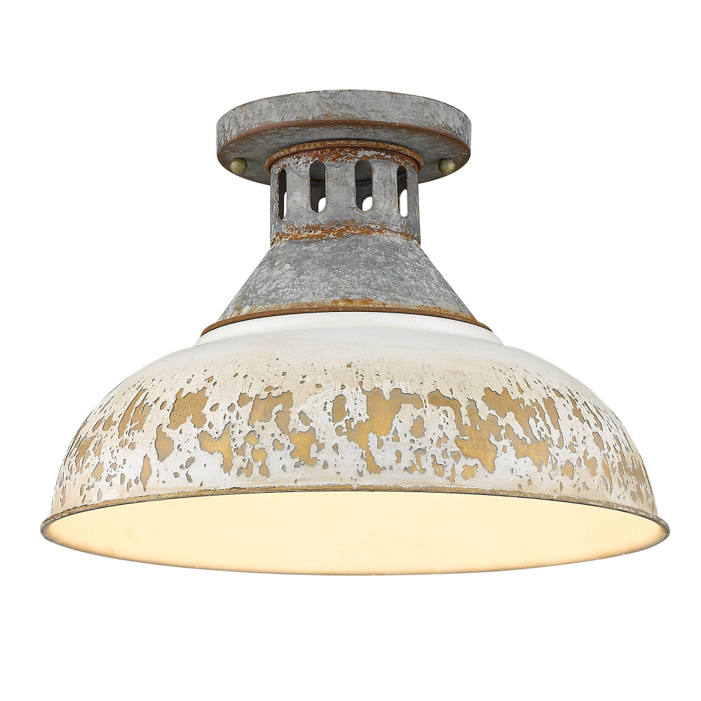Golden Lighting Kinsley 1-light Semi-Flush Mount in Antique Ivory shade