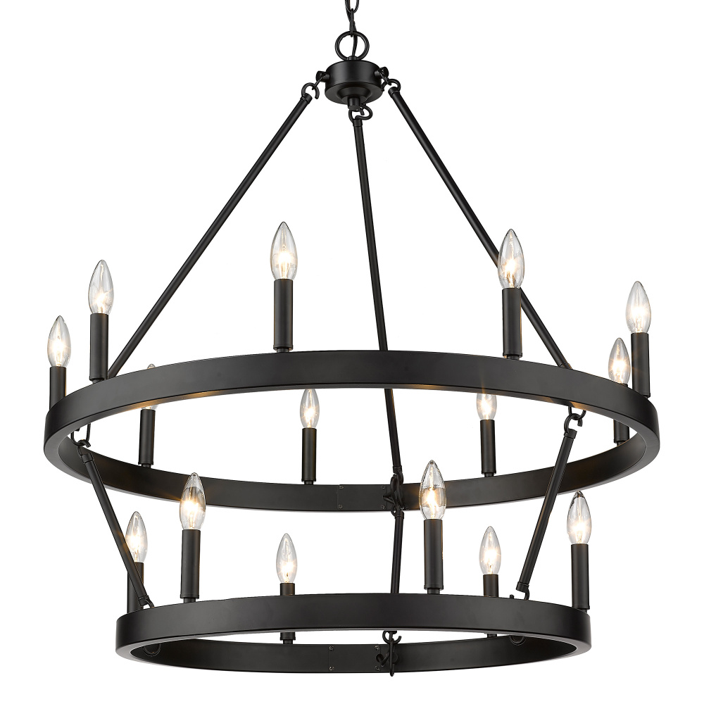 Golden Lighting Alastair 15-light 2-tier Chandelier (9+6) in Matte Black