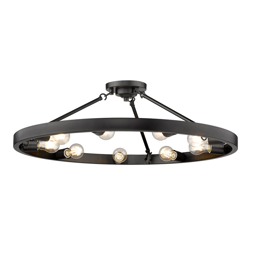 Golden Lighting Castile 9-light Semi-Flush Mount in Matte Black