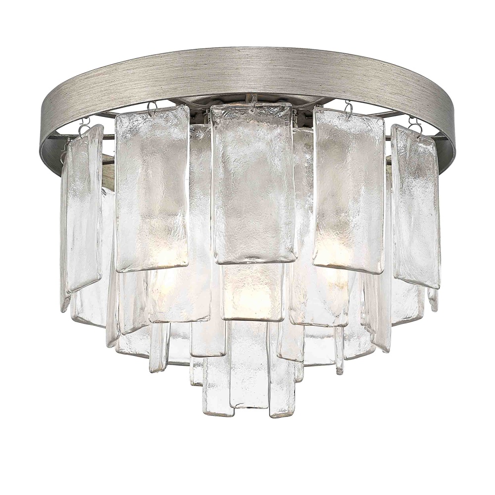 Golden Lighting Ciara 3-light Flush Mount in Peruvian Silver