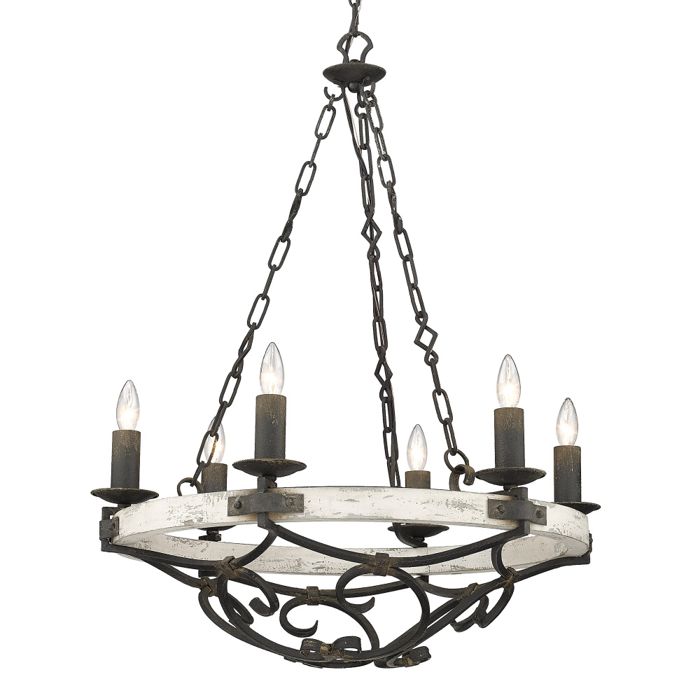 Wry Lighting Madera 6-light Chandelier in Antique Black Iron