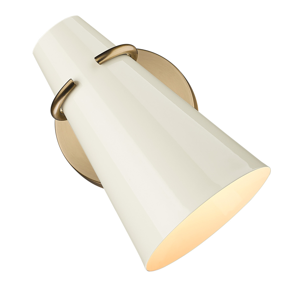Golden Lighting Reeva 1-light Wall Sconce in Modern Brass and Glossy Ecru shade