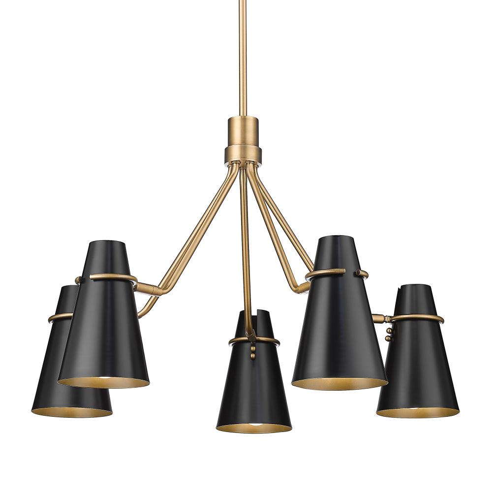 Golden Lighting Reeva 5-light Chandelier in Modern Brass and Matte Black shade