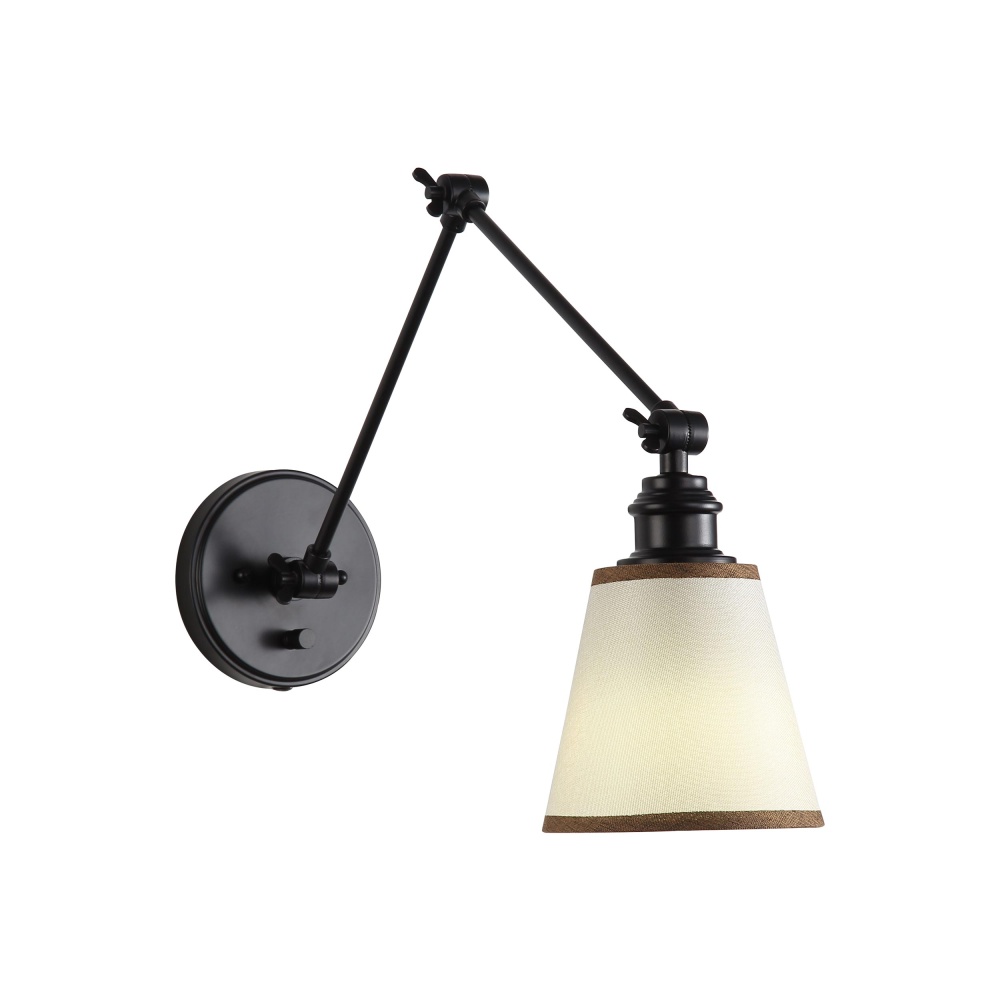 Yep by Golden Lighting Equinox 1-light Swing Arm Wall Lamp with Brown Trim shade