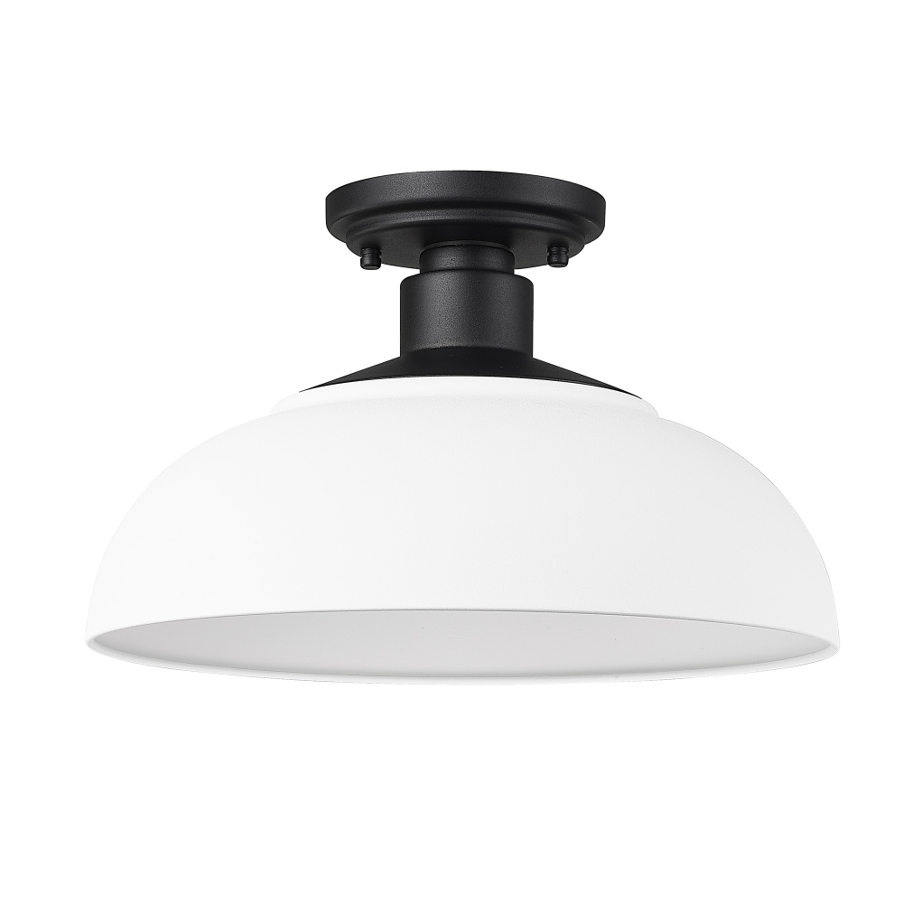 Yep by Golden Lighting Levitt 1-light Outdoor Ceiling in Natural Black and Natural White shade