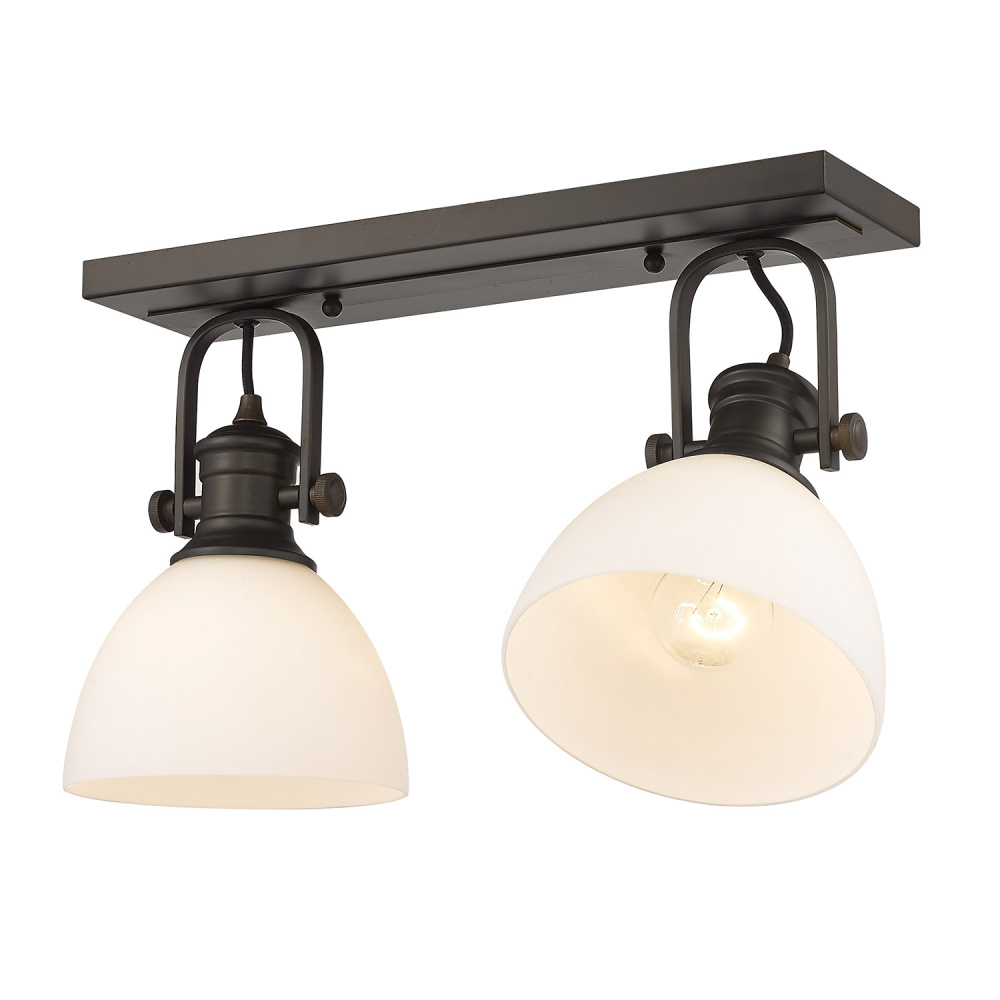 Yep by Golden Lighting Hines 2-light Semi-Flush Mount in Rubbed Bronze and Opal Glass