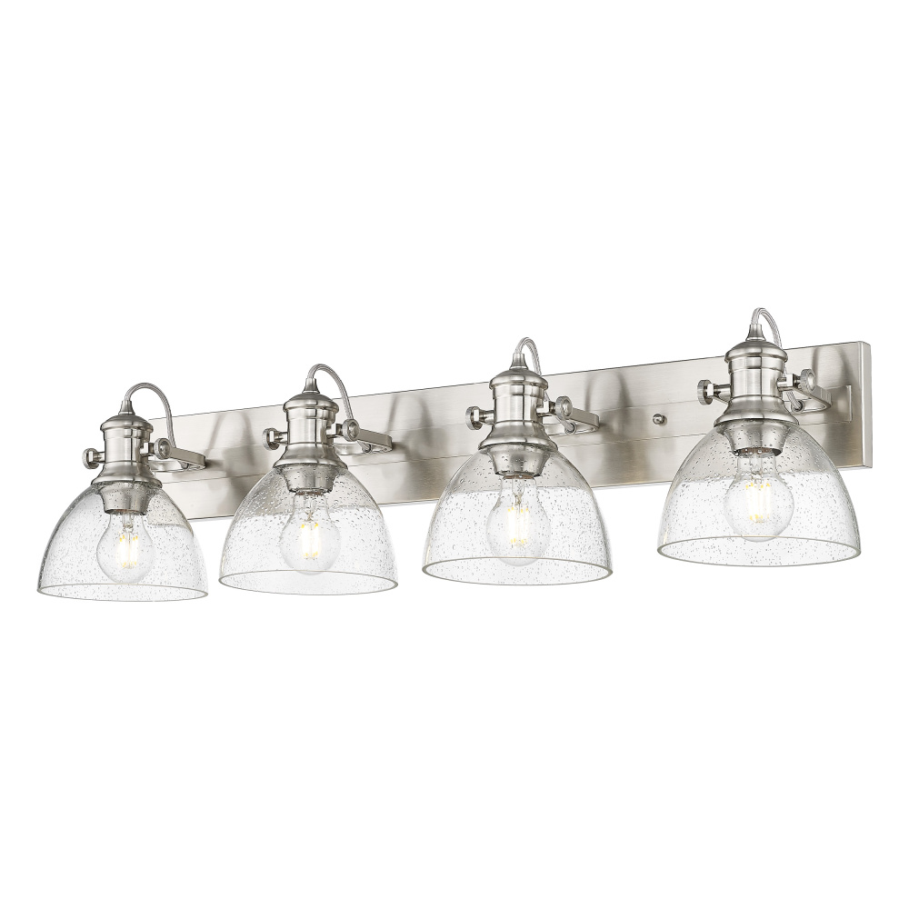 Yep by Golden Lighting Hines 4-light Vanity in Pewter and Seeded Glass