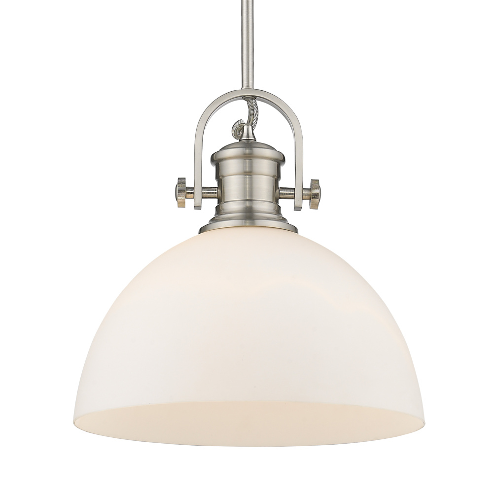 Yep by Golden Lighting Hines 1-light 14in Pendant in Pewter and Opal Glass