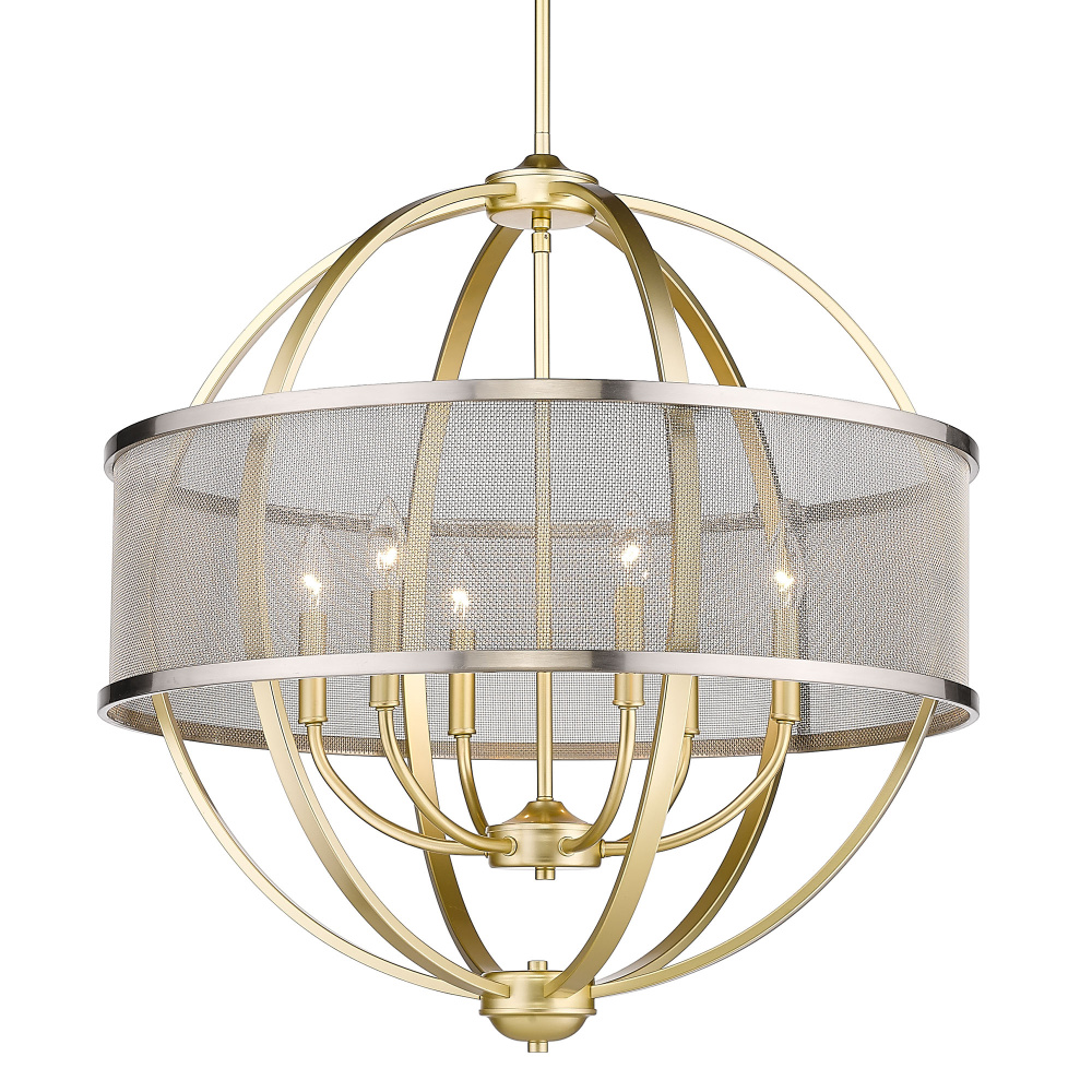 Golden Lighting Colson 6-light Chandelier in Olympic Gold and Pewter shade