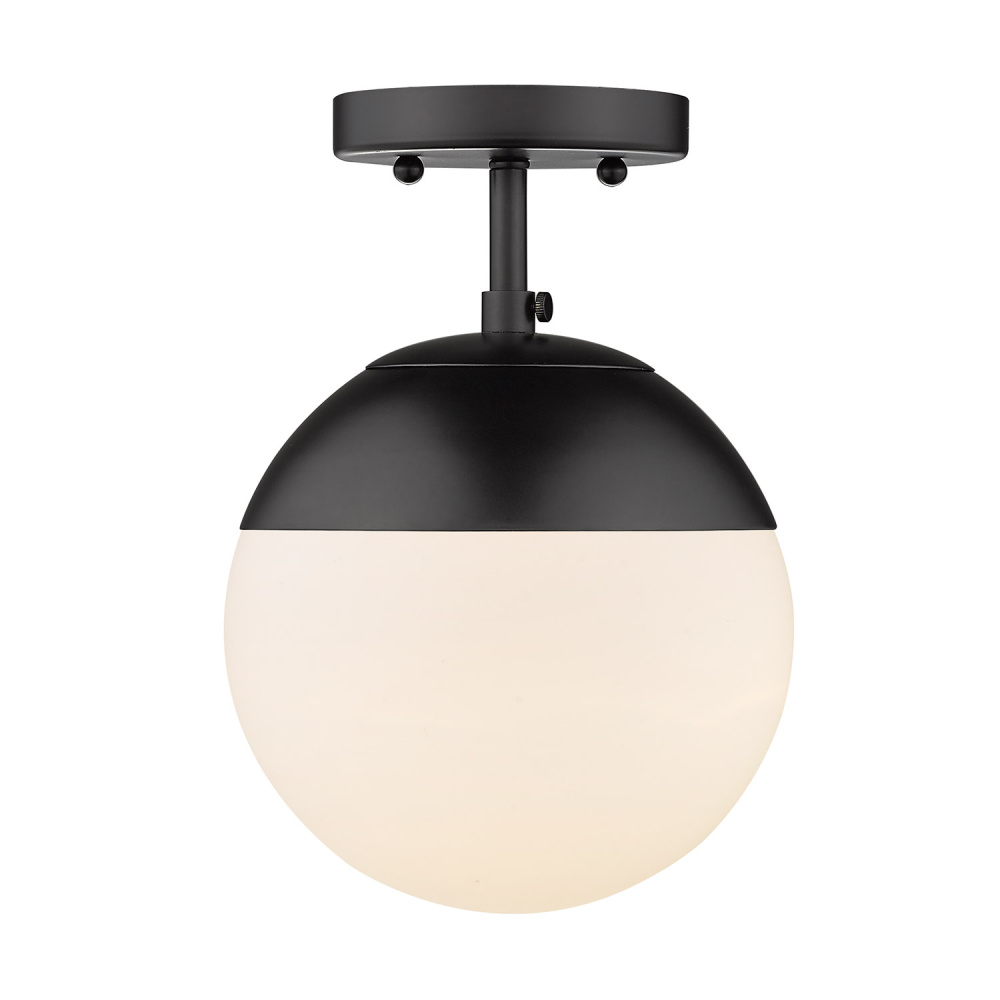 Golden Lighting Dixon 1-light Semi-Flush Mount in Matte Black and Opal Glass