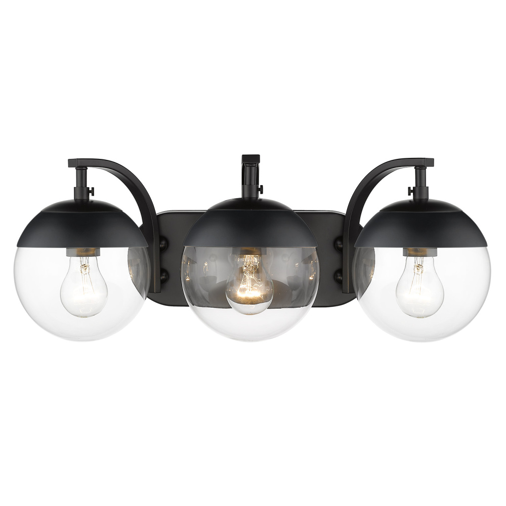 Golden Lighting Dixon 3-light Vanity in Matte Black and Clear Glass