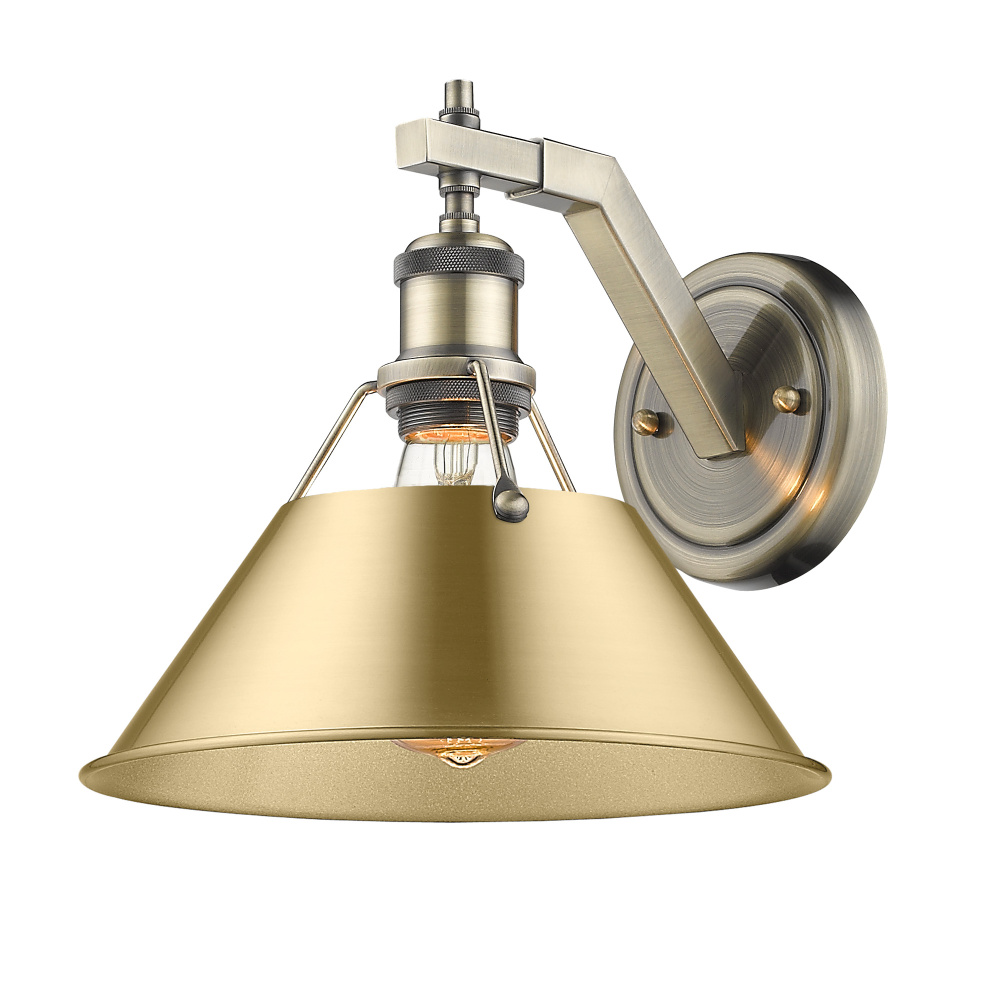 Yep by Golden Lighting Orwell 1-light Wall Sconce in Aged Brass and Brushed Champagne Brass shade