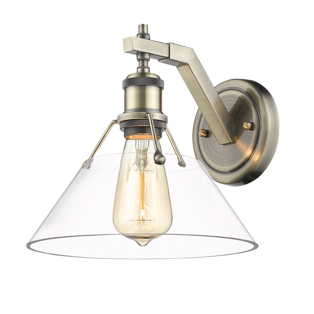 Yep by Golden Lighting Orwell 1-light Wall Sconce in Aged Brass and Clear Glass