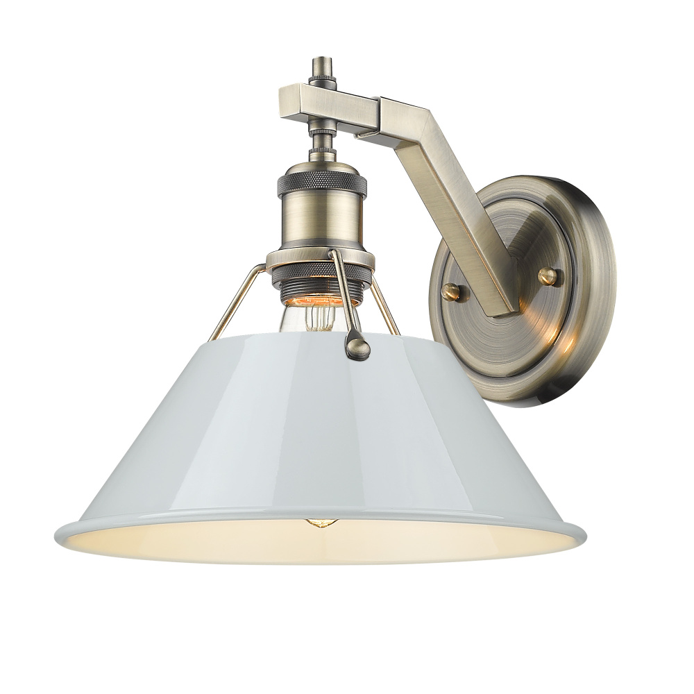 Yep by Golden Lighting Orwell 1-light Wall Sconce in Aged Brass and Dusky Blue shade
