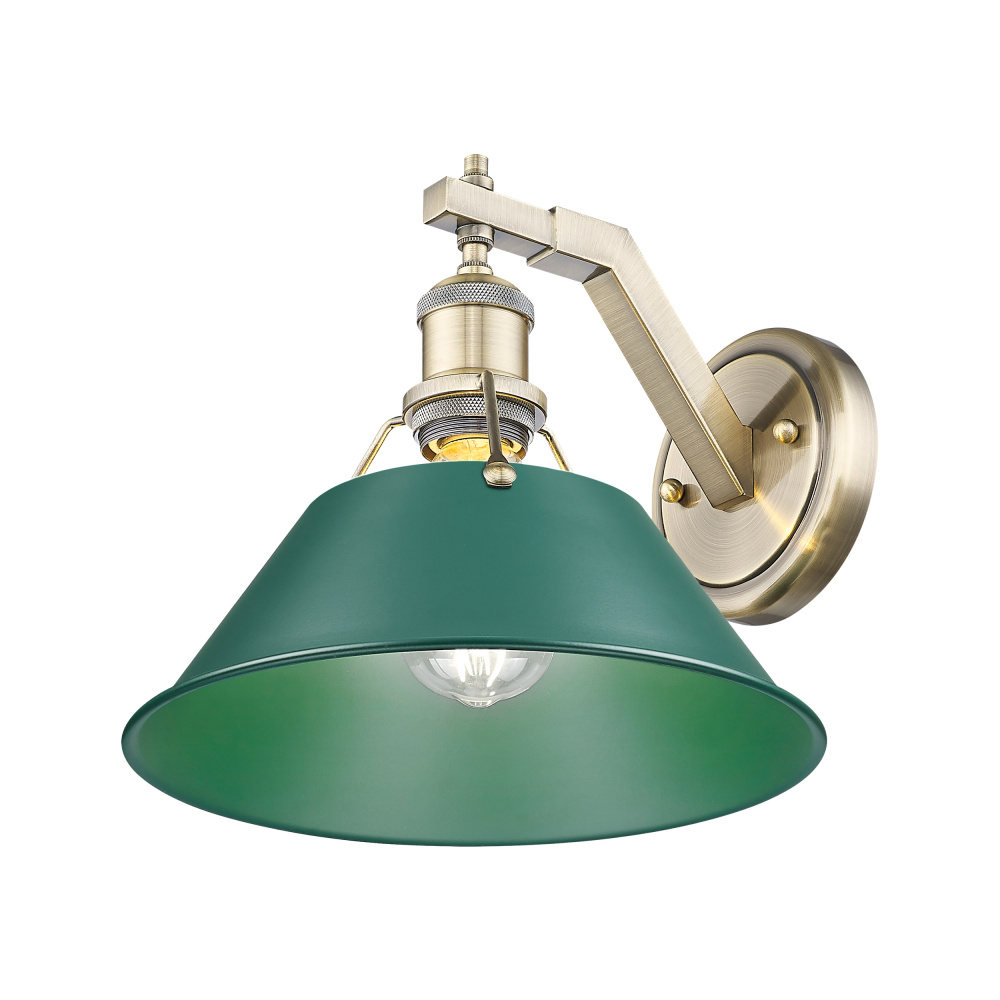 Yep by Golden Lighting Orwell 1-light Wall Sconce in Aged Brass and Pine Green shade