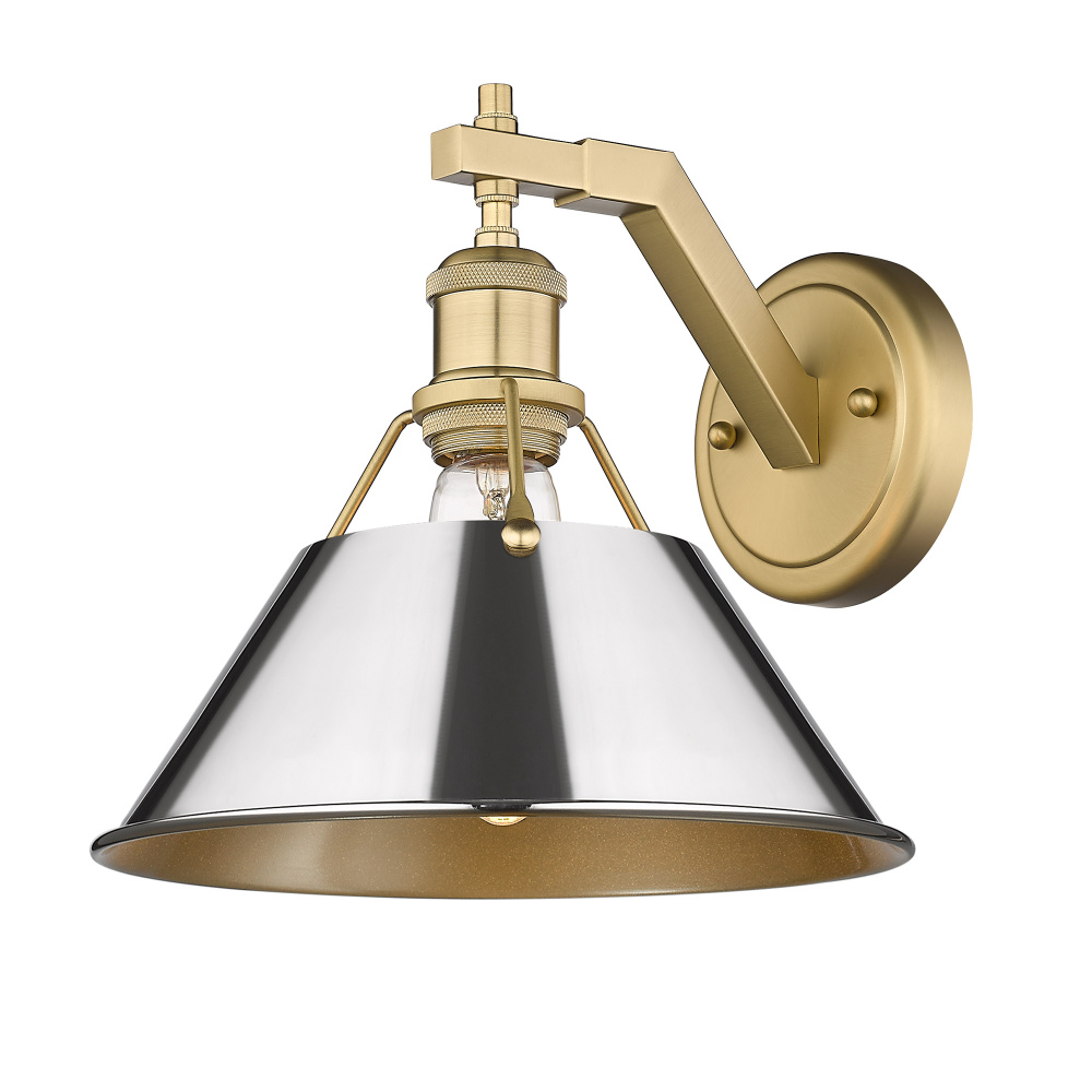 Yep by Golden Lighting Orwell 1-light Wall Sconce in Brushed Champagne Brass and Chrome shade