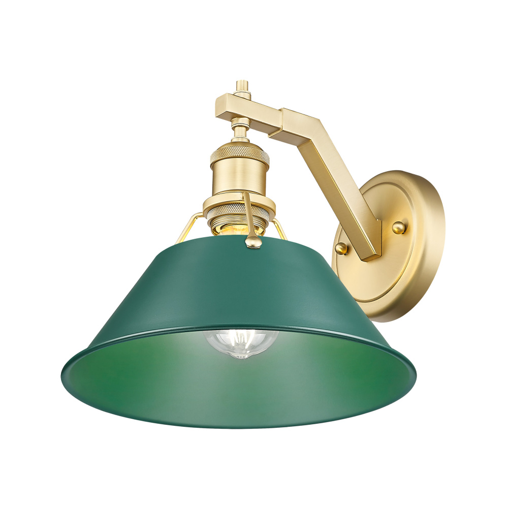 Yep by Golden Lighting Orwell 1-light Wall Sconce in Brushed Champagne Brass and Pine Green shade