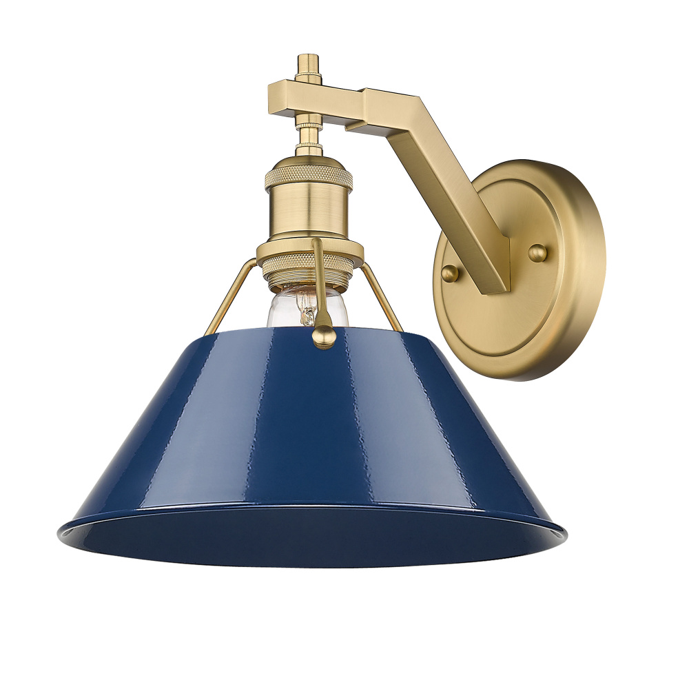 Yep by Golden Lighting Orwell 1-light Wall Sconce in Brushed Champagne Brass and Navy Blue shade