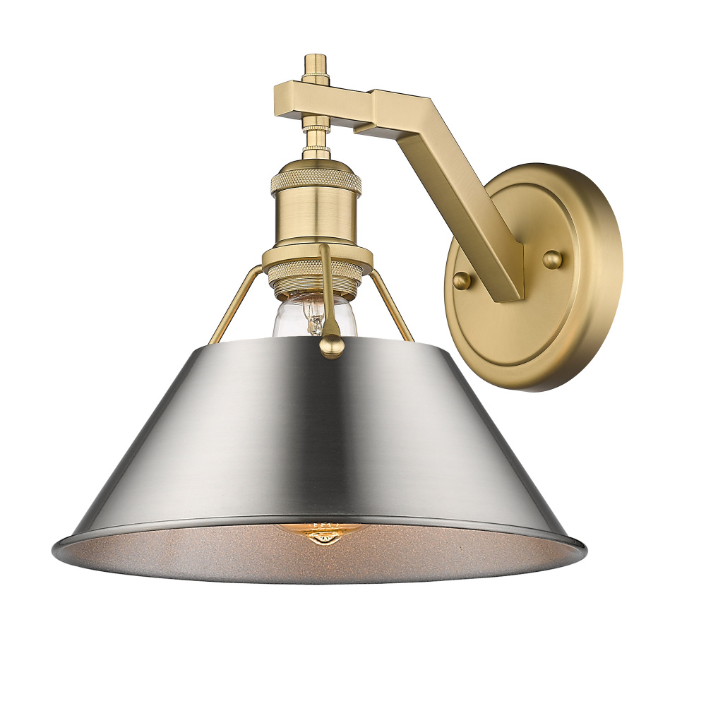 Yep by Golden Lighting Orwell 1-light Wall Sconce in Brushed Champagne Brass and Pewter shade