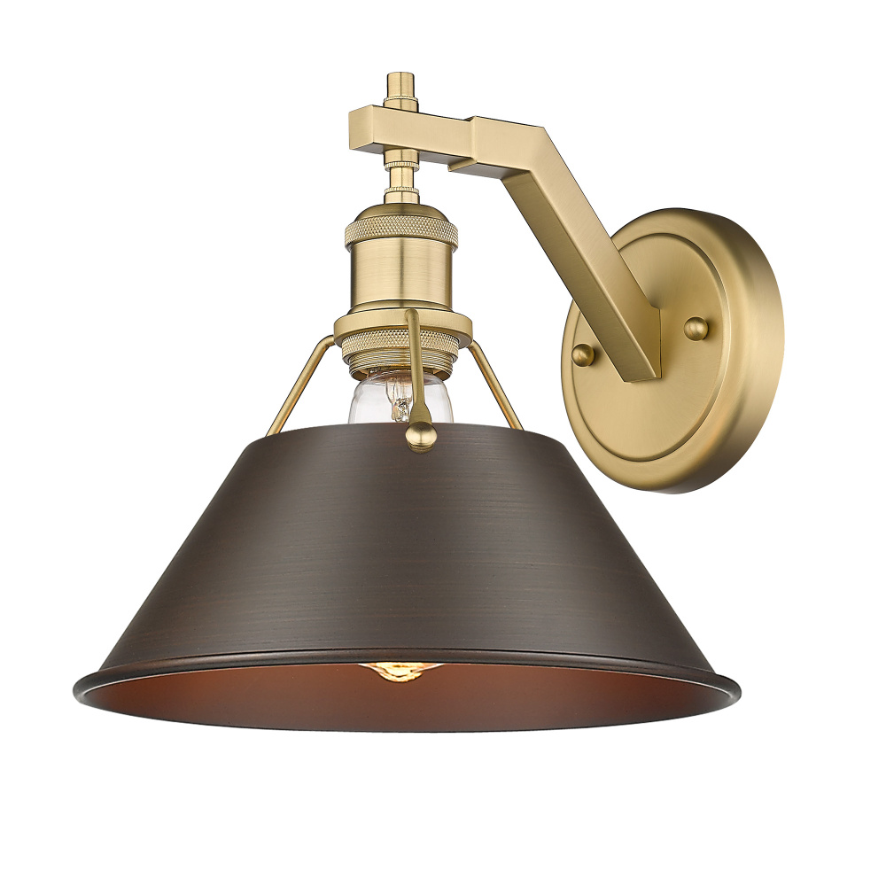 Yep by Golden Lighting Orwell 1-Light Wall Sconce in Brushed Champagne Brass & Rubbed Bronze shade