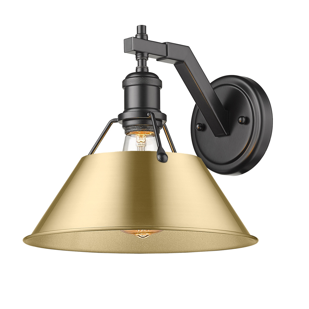 Yep by Golden Lighting Orwell 1-light Wall Sconce in Matte Black and Brushed Champagne Brass shade