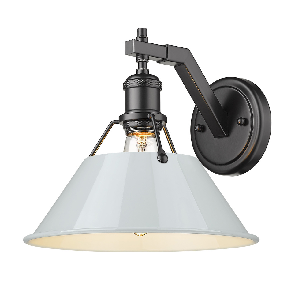 Yep by Golden Lighting Orwell 1-light Wall Sconce in Matte Black and Dusky Blue shade