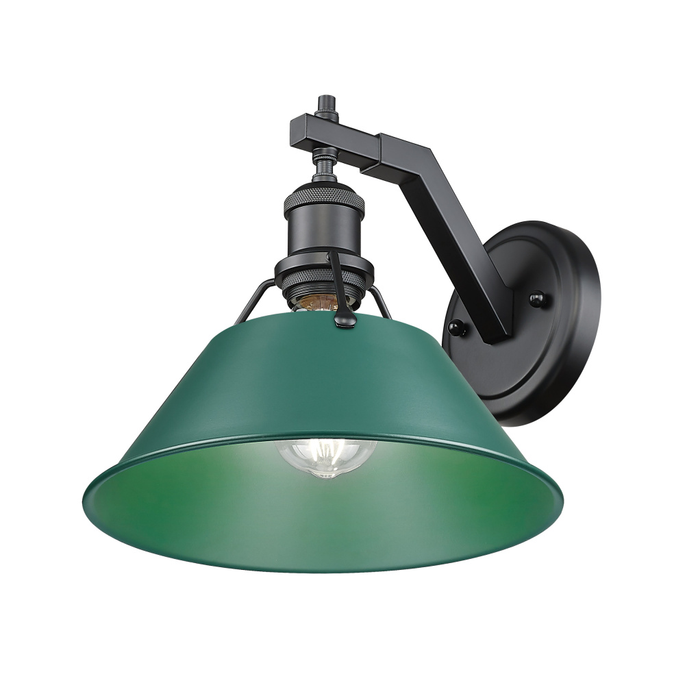 Yep by Golden Lighting Orwell 1-light Wall Sconce in Matte Black and Pine Green shade