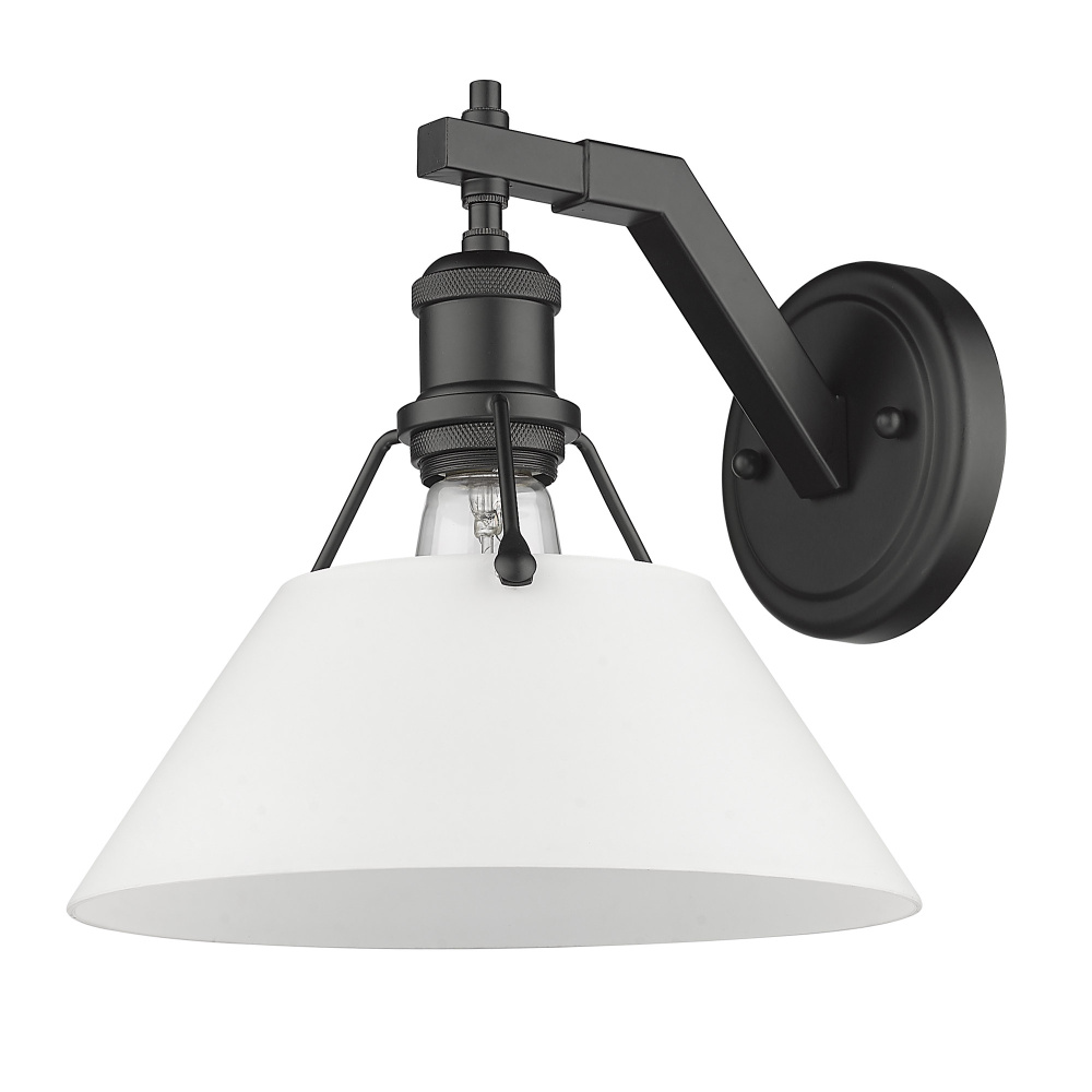 Yep by Golden Lighting Orwell 1-light Wall Sconce in Matte Black and Opal Glass