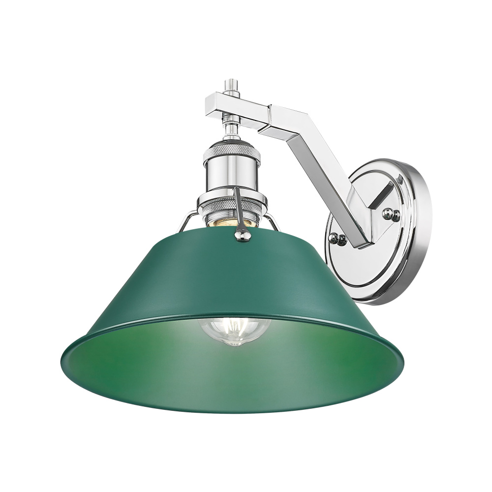 Yep by Golden Lighting Orwell 1-light Wall Sconce in Chrome and Pine Green shade