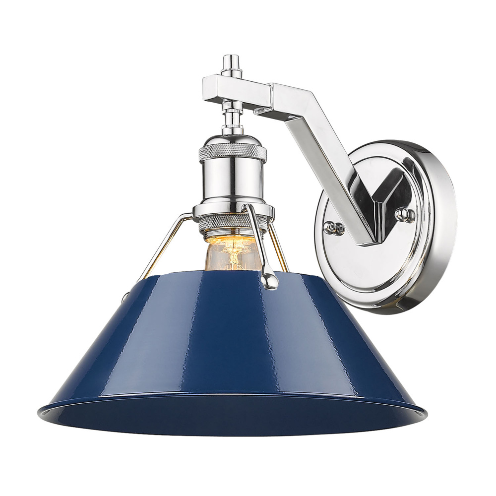 Yep by Golden Lighting Orwell 1-light Wall Sconce in Chrome and Navy Blue shade