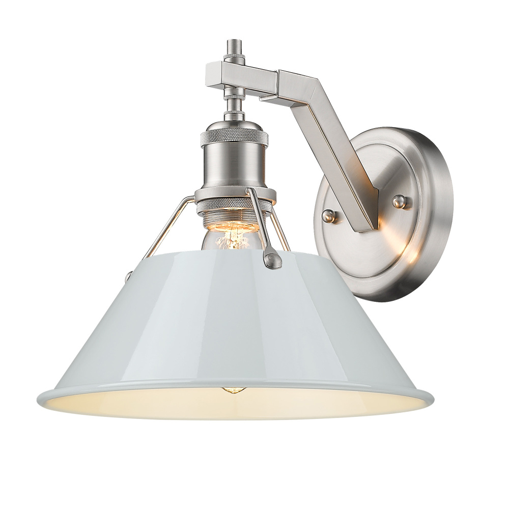 Yep by Golden Lighting Orwell 1-light Wall Sconce in Pewter and Dusky Blue shade