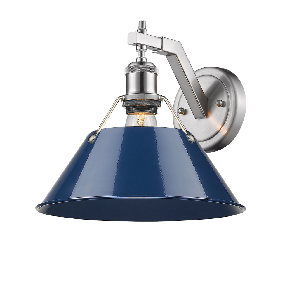 Yep by Golden Lighting Orwell 1-light Wall Sconce in Pewter and Navy Blue shade