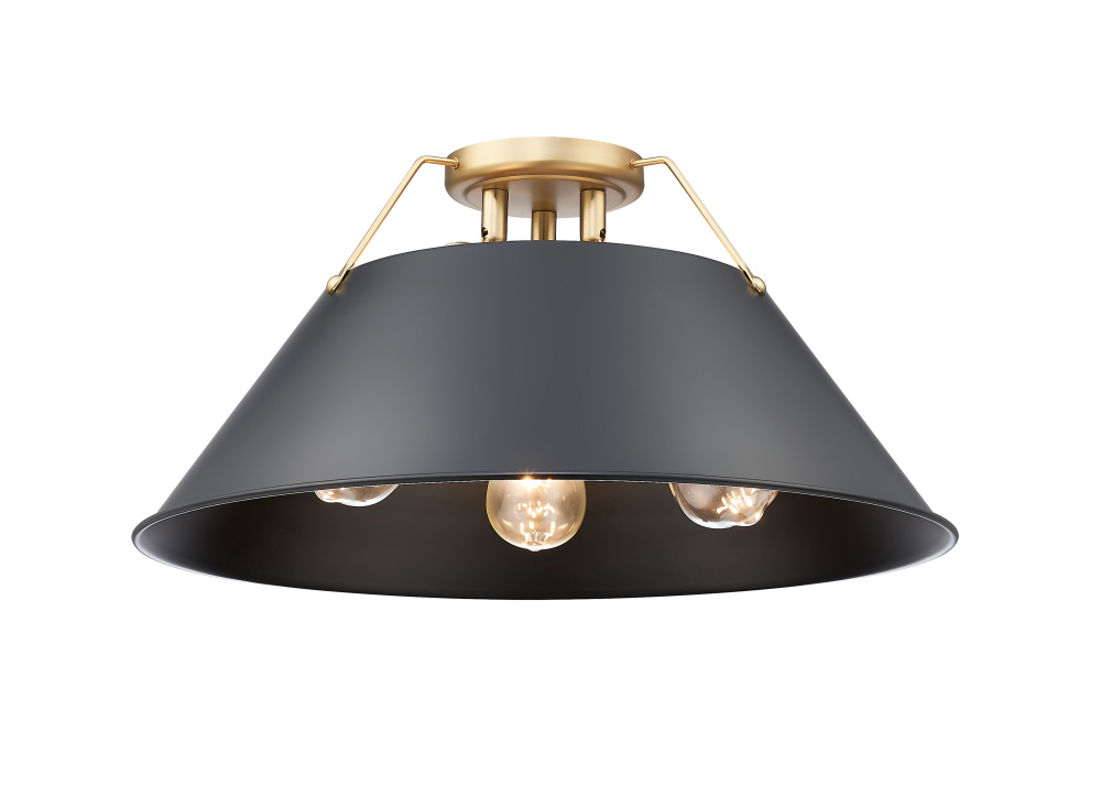 Yep by Golden Lighting Orwell 3-light Flush Mount in Brushed Champagne Brass and Matte Black shade