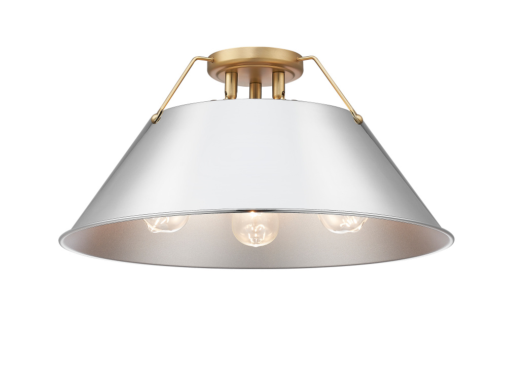 Yep by Golden Lighting Orwell 3-light Flush Mount in Brushed Champagne Brass and Chrome shade