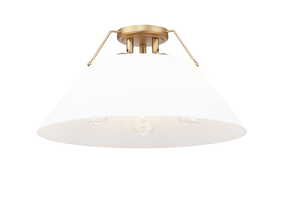 Yep by Golden Lighting Orwell 3-light Flush Mount in Brushed Champagne Brass and Opal Glass