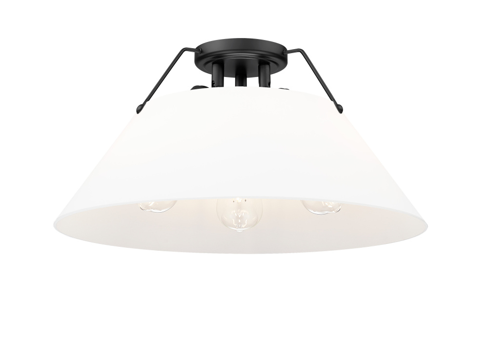 Yep by Golden Lighting Orwell 3-light Flush Mount in Matte Black and Opal Glass