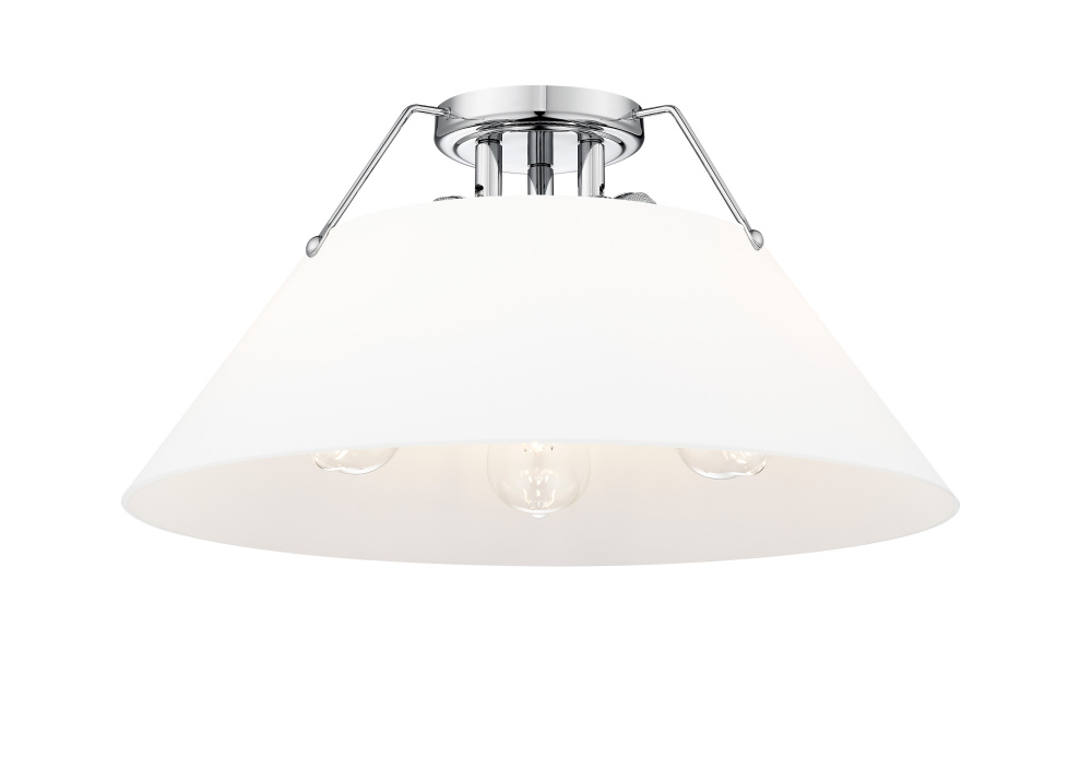 Yep by Golden Lighting Orwell 3-light Flush Mount in Chrome and Opal Glass