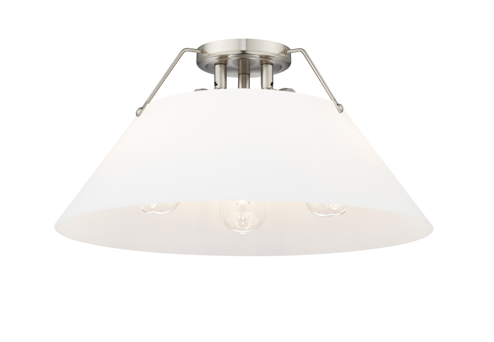 Yep by Golden Lighting Orwell 3-light Flush Mount in Pewter and Opal Glass