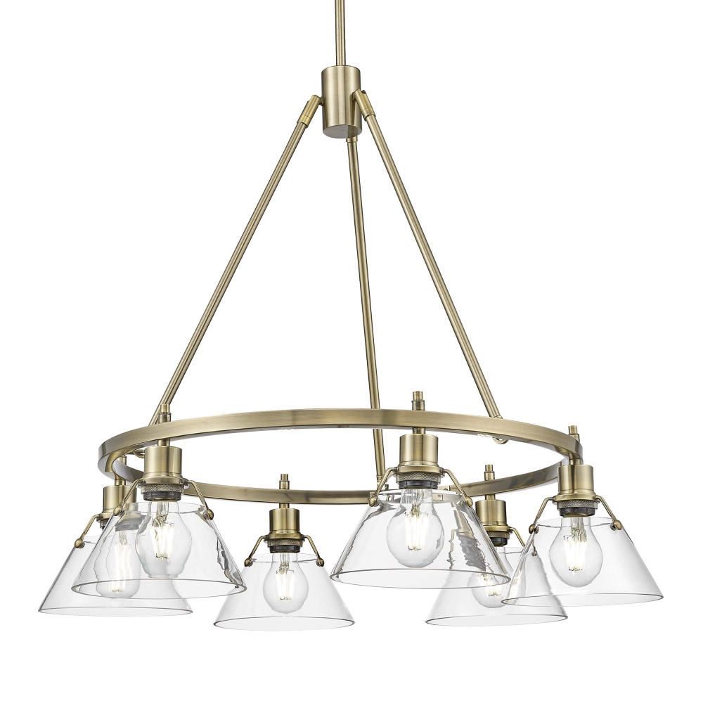 Yep by Golden Lighting Orwell 6-light Chandelier in Aged Brass and Clear Glass