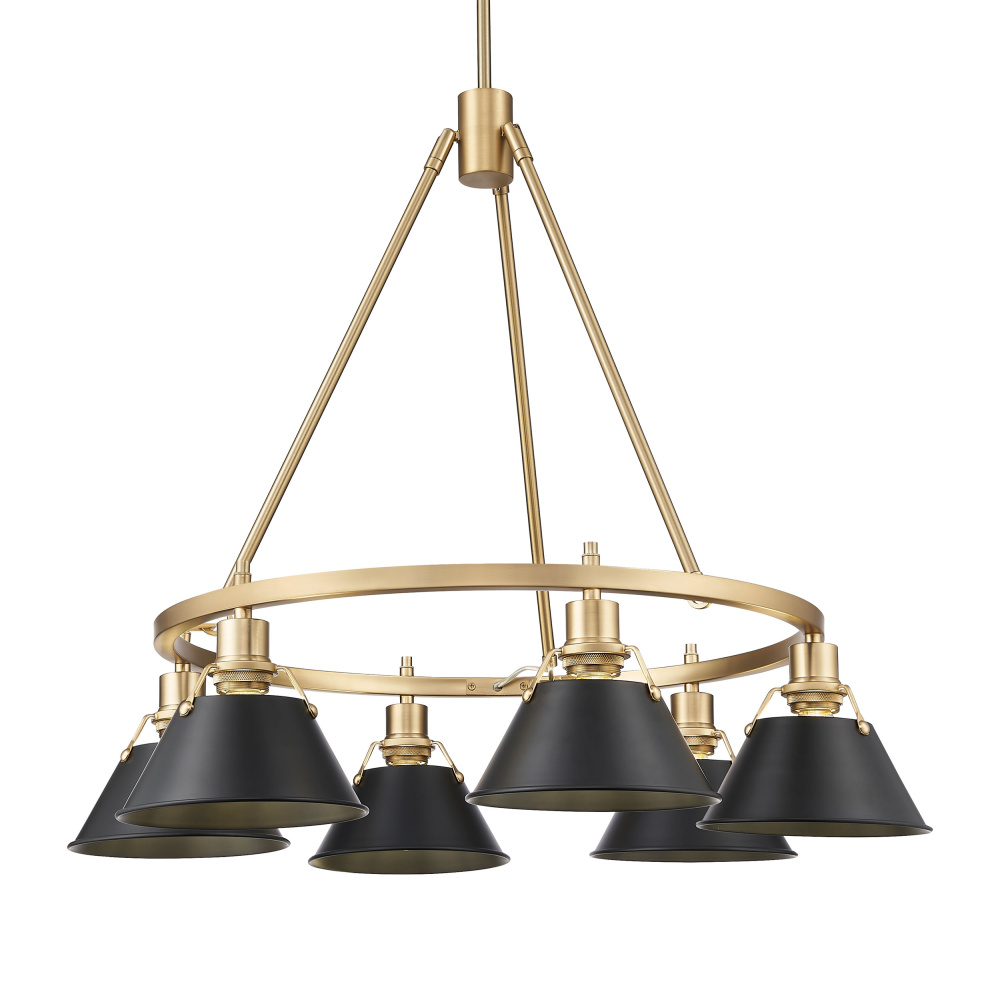 Yep by Golden Lighting Orwell 6-light Chandelier in Brushed Champagne Brass and Matte Black shade