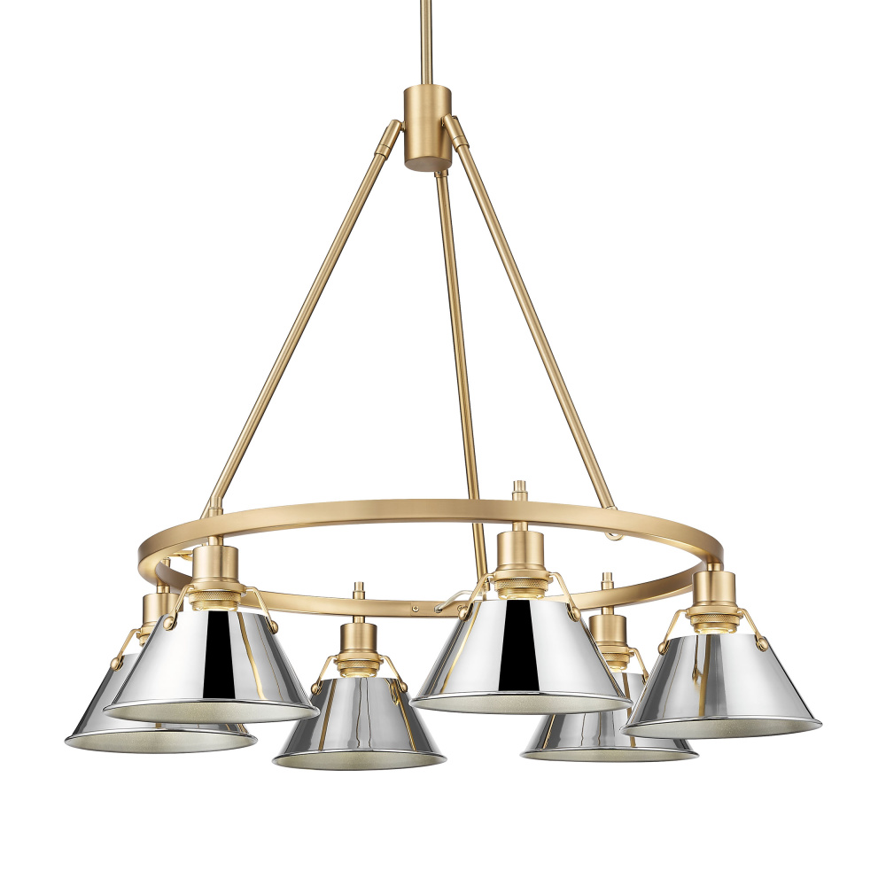 Yep by Golden Lighting Orwell 6-light Chandelier in Brushed Champagne Brass and Chrome shade