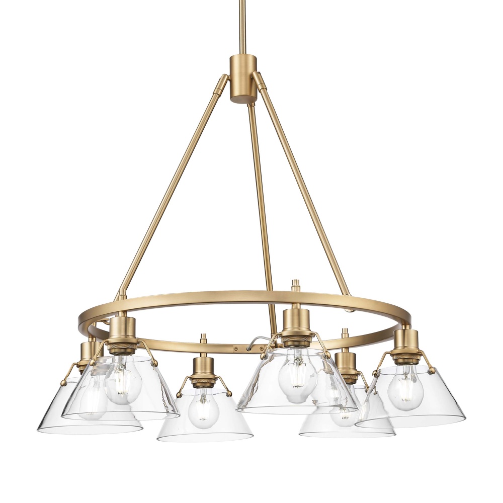 Yep by Golden Lighting Orwell 6-light Chandelier in Brushed Champagne Brass and Clear Glass