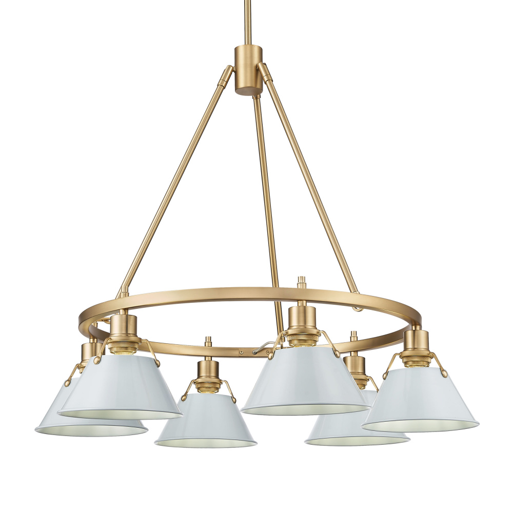Yep by Golden Lighting Orwell 6-light Chandelier in Brushed Champagne Brass and Dusky Blue shade