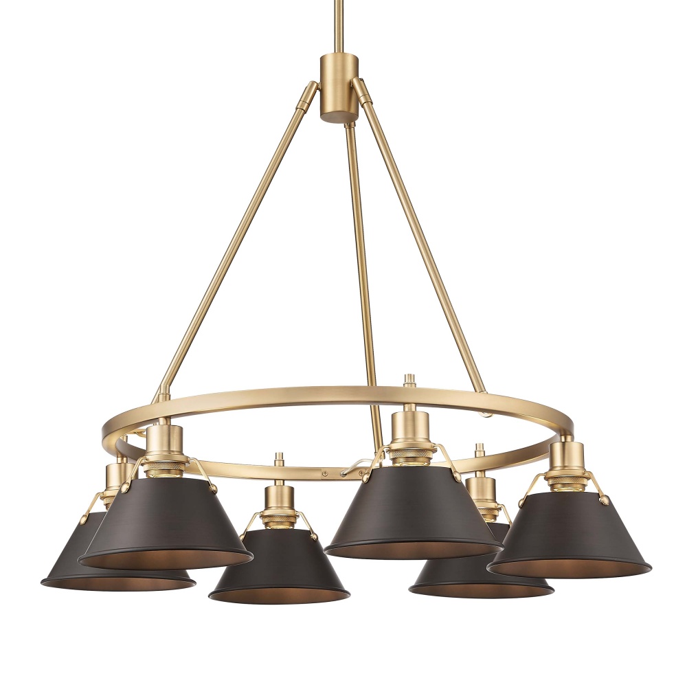 Yep by Golden Lighting Orwell 6-light Chandelier in Brushed Champagne Brass and Rubbed Bronze shade